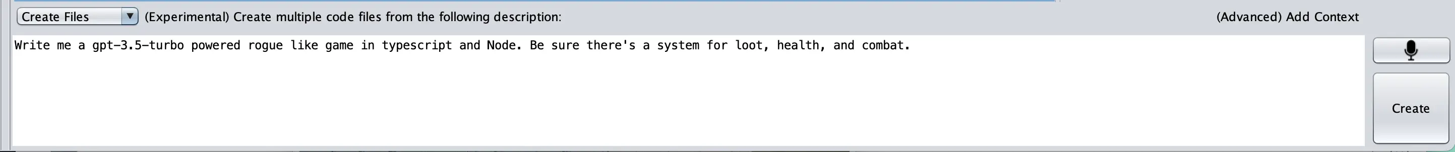 A screenshot of the input prompt